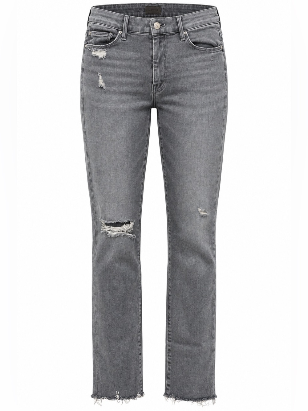 MOTHER The Looker Gray Distressed Raw Hem Jeans Size 26